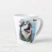 Custom Photo Dog Husky Name Blue Latte Mug Mok (Rechterhoek)