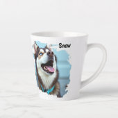 Custom Photo Dog Husky Name Blue Latte Mug Mok (Rechts)