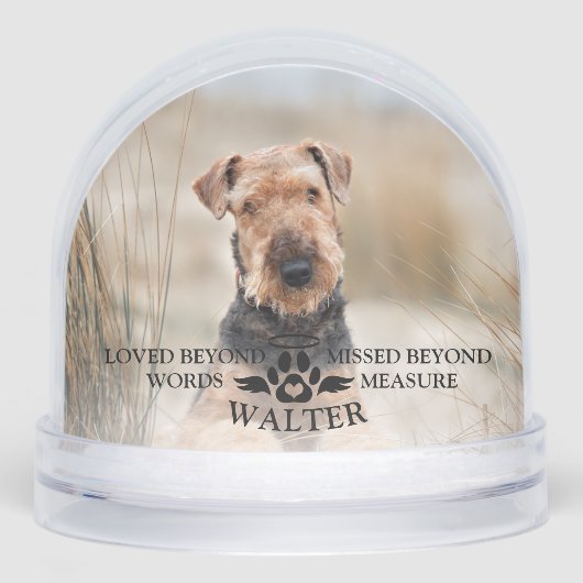 Custom Photo Dog Memorial Loved Beyond Words Sneeuwbol (Voorkant)