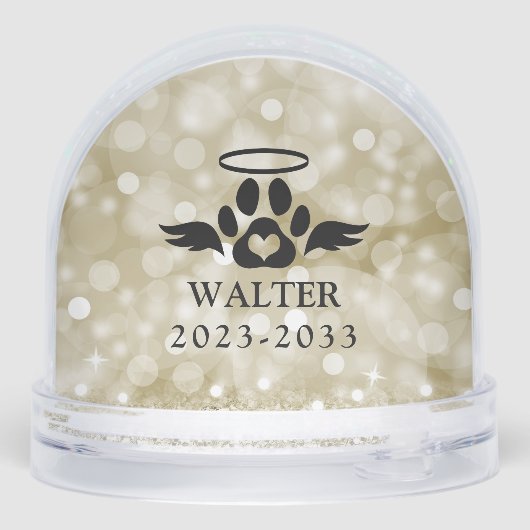 Custom Photo Dog Memorial Loved Beyond Words Sneeuwbol (Achterkant)
