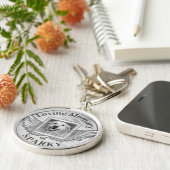 Custom Photo Dog Memorial Silver Sleutelhanger (Zijkant)