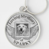 Custom Photo Dog Memorial Silver Sleutelhanger (Voorkant)