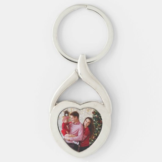 Custom Photo Family Holiday Keepsake Metal  Sleutelhanger (Voorkant)