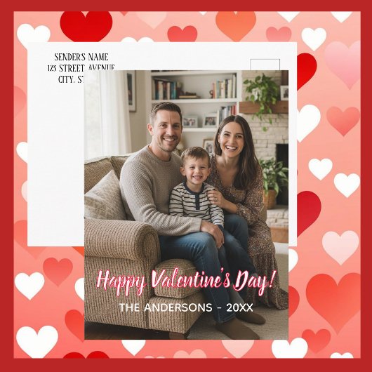  Custom Photo & Family Name. Valentines Feestdagenkaart