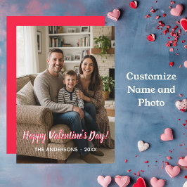  Custom Photo & Family Name. Valentines Feestdagenkaart