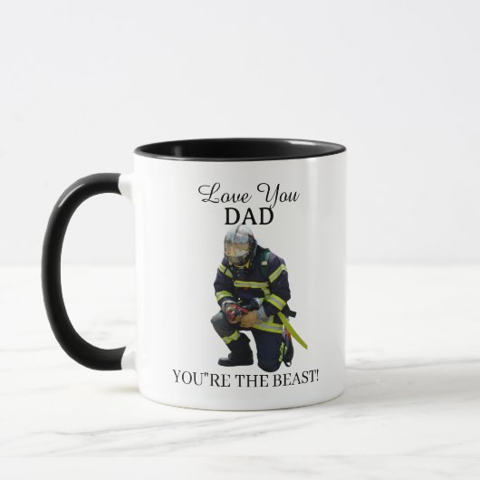 Custom Photo Firefighter Dad Mug Mok (Links)