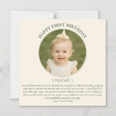 Custom Photo First Birthday Sage Green Thin Magnet Magnetische Uitnodiging (Voorkant)
