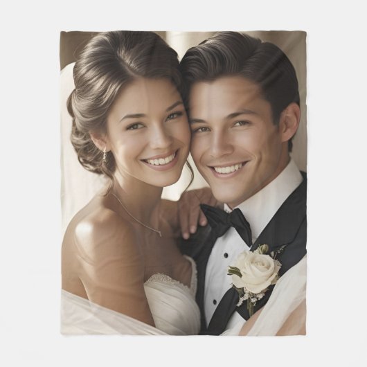 Custom Photo Fleece Blanket 1st Anniversary Gift  (Voorkant)