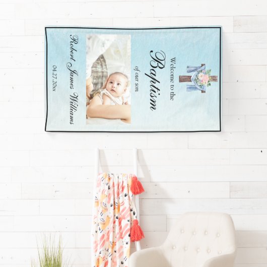 Custom Photo Floral Christening Baptism Welcome Spandoek (Insitu)
