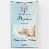Custom Photo Floral Christening Baptism Welcome Spandoek (Verticaal)
