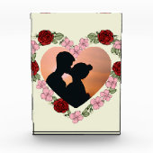 Custom Photo Floral Rose Heart Acrylic Bloc Fotoblokken (Voorkant)