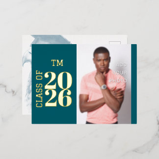 Custom Photo Foil Graduation Invitation Postcard Folie Uitnodiging Briefkaart