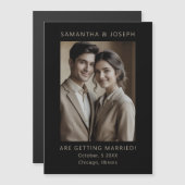Custom Photo Formal Black Wedding Save the Date Magnetische Uitnodiging (Voorkant / Achterkant)