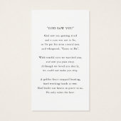 Custom Photo Funeral Sympathy Poem/Prayer Card Visitekaartje (Achterkant)
