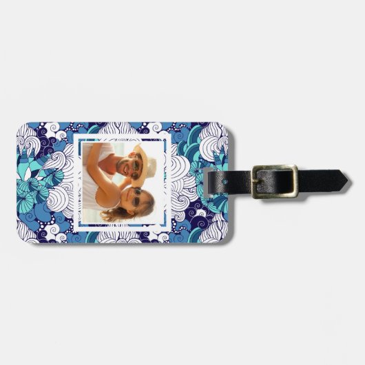 Custom Photo Funky Seashell Pattern Bagagelabel (Voorkant horizontaal)