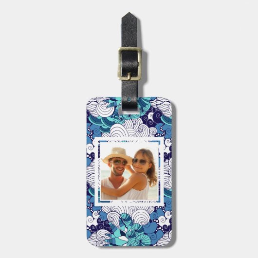 Custom Photo Funky Seashell Pattern Bagagelabel (Voorkant verticaal)