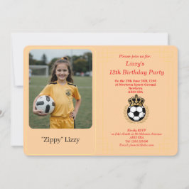 Custom Photo Girl Soccer Birthday Party Invitation Feestdagenkaart