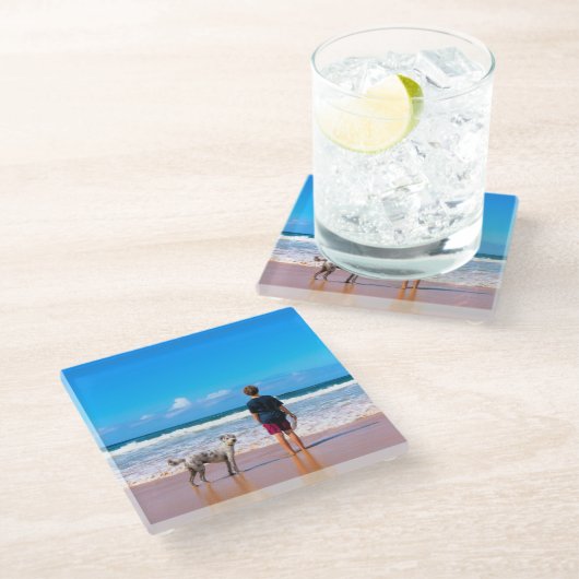 Custom Photo Glass Coaster Your Pets Foto Glazen Onderzetter (Schuin)