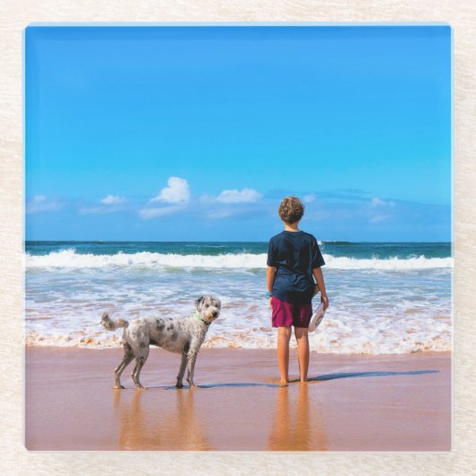 Custom Photo Glass Coaster Your Pets Foto Glazen Onderzetter (Voorkant)