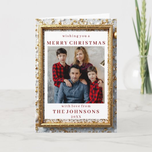 Custom Photo Glimmering Gold Foil Frame Greeting Kaart (Voorkant)