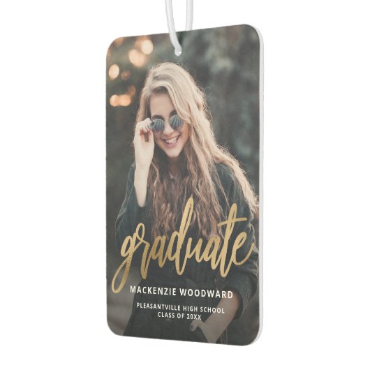 Custom Photo Gold Script Graduation Luchtverfrisser (Links)