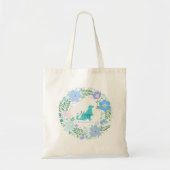 Custom Photo Golden Retriever  Pastel Blue Floral  Tote Bag (Voorkant)
