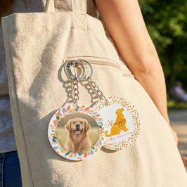 Custom Photo Golden Retriever - Pastel Orange Sleutelhanger