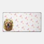 Custom Photo Golden Retriever Pastel Pink Desk Mat (Voorkant)