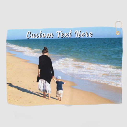 Custom Photo Golf Towel Gift Personalized Text Golfhanddoek (Horizontaal)
