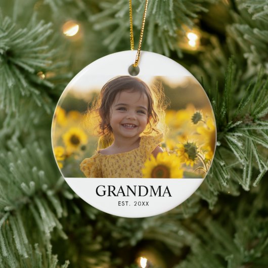 Custom Photo Grandma Keramisch Ornament (Boom)