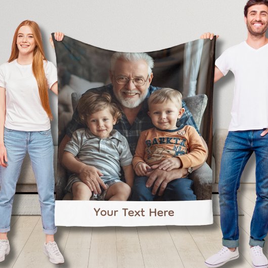 Custom Photo Grandpa Blanket Fleece Cozy Gift Idea