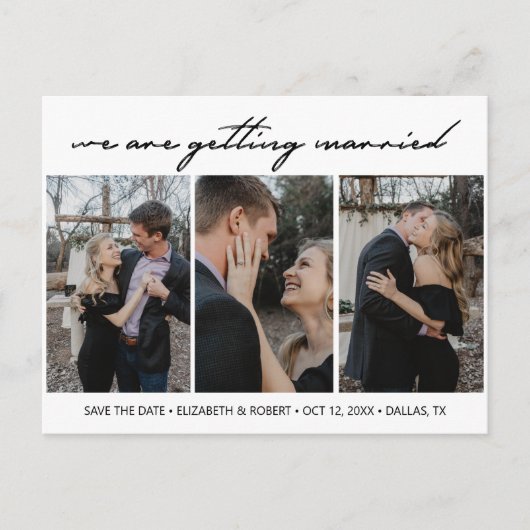 Custom Photo Hand Lettered Save the Date Briefkaar Uitnodiging Briefkaart (Voorkant)