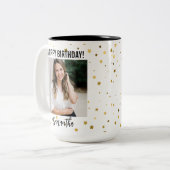 Custom Photo Happy Birthday Mug for Women Tweekleurige Koffiemok (Voorkant links)