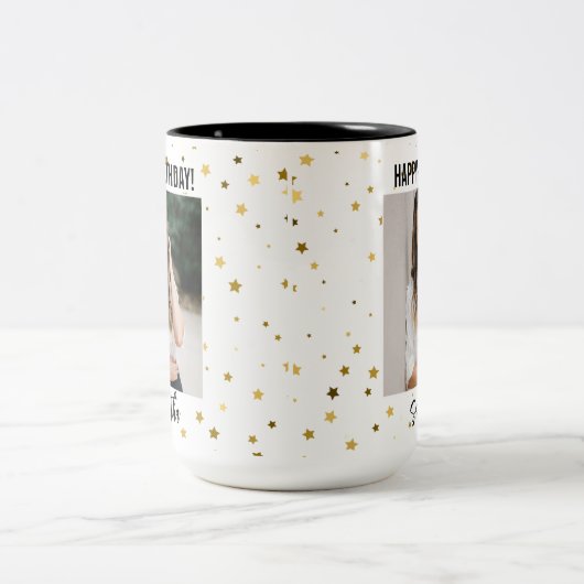 Custom Photo Happy Birthday Mug for Women Tweekleurige Koffiemok (Center)