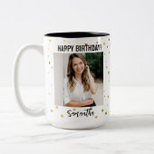 Custom Photo Happy Birthday Mug for Women Tweekleurige Koffiemok (Links)