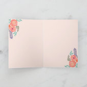 Custom Photo "Happy Birthday" Pink Coral Roses Kaart (Binnen)