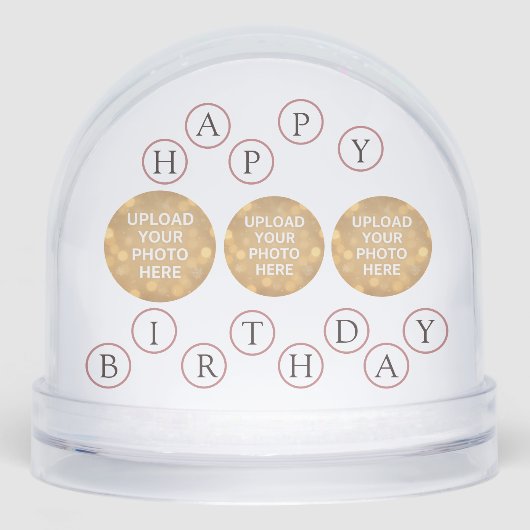 Custom Photo Happy Birthday Sneeuwbol (Voorkant)