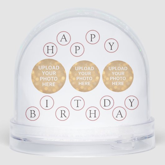 Custom Photo Happy Birthday Sneeuwbol (Achterkant)