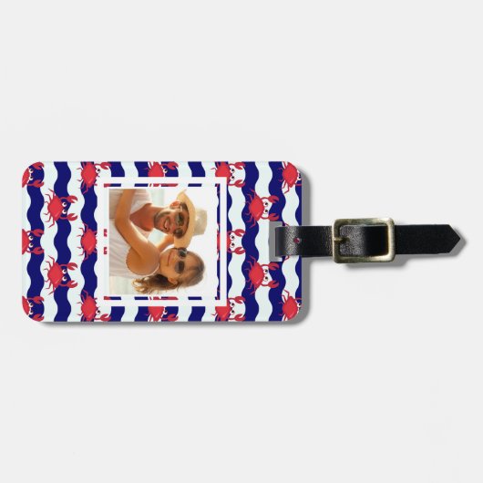 Custom Photo Happy Crabs Pattern Bagagelabel (Voorkant horizontaal)