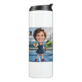 Custom Photo Head Padel/Pickleball Player Caricatu Thermosbeker (Gedraaid links)