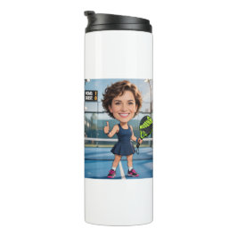 Custom Photo Head Padel/Pickleball Player Caricatu Thermosbeker