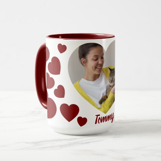 Custom Photo Heart Mug: A Keepsake for Cat Lovers Mok (Voorkant links)