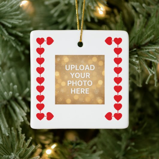 Custom photo Heart Symbols Keramisch Ornament (Boom)