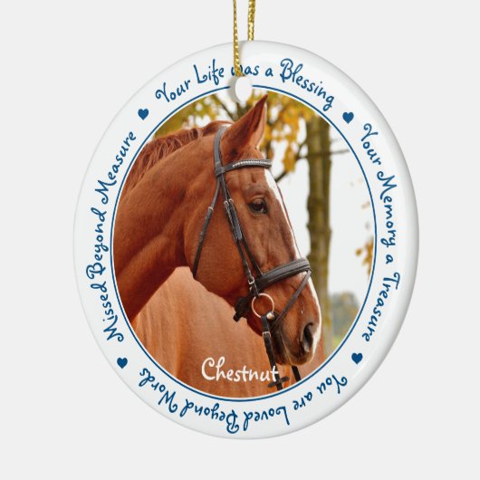 Custom Photo Horse Memorial Keramisch Ornament (Links)
