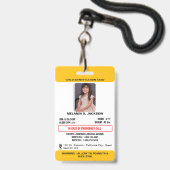 Custom Photo ID Badge for Kids with Emergency Cont (Voorzijde met lanyard)