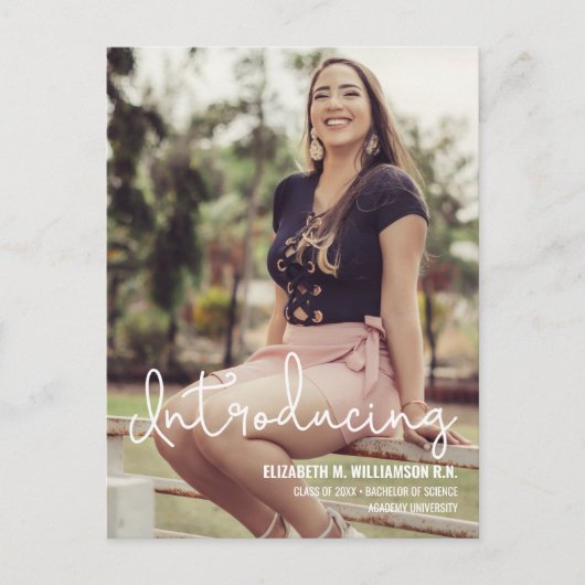 Custom Photo Introduction Science Afstudeerder Aankondigingskaart (Voorkant)