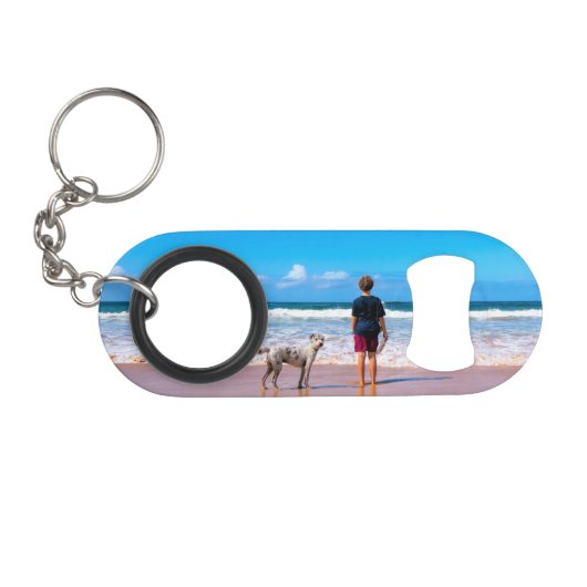 Custom Photo Keychain Bottle Opener with Your Pets Mini Flessenopener (Voorkant (Horizontaal))
