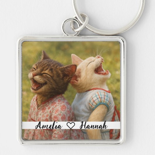 Custom Photo Keychain with Personalized Names (Voorkant)