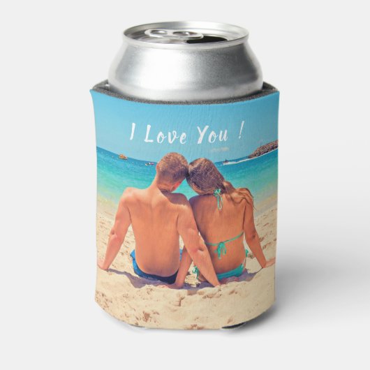 Custom Photo Koelbox Uw Love Design met Tekst Blikjeskoeler (Blikje Achterkant)