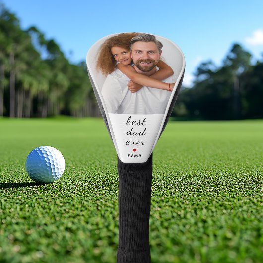 Custom Photo l Best Dad Ever Cute Red Heart Golfheadcover